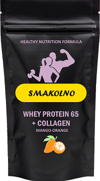 Whey Protein 65% + Colagen, зі смаком манго-апельсин, 0.9 кг Протеїн комплексний 65% - Смакольно