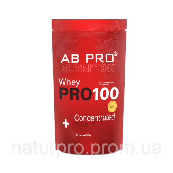 Протеїн AB PRO PRO 100 Whey Concentrated 18 порційних упаковок по 36 г Шоколад