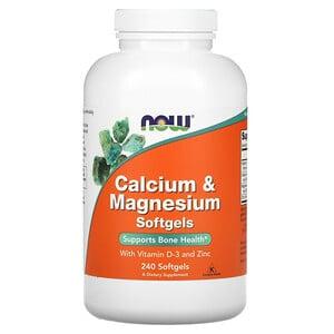 Кальцій і магній з вітаміном D3 і цинком (Calcium & Magnesium) Now Foods 240 м'яких таблеток