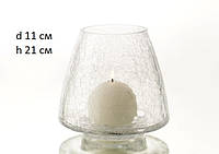 Подсвечник стеклянный Lou de Castellane "Купол в трещинах", прозрачный; d 11 см h 21 см