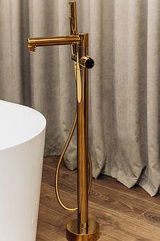 Кран змішувач для ванни підлоговий окремо стоїть Brone Lunare BRIGHT GOLD
