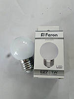 Декоративная светодиодная лампа шарик Feron LB-37 E27 1W 6400К (белый холодный)