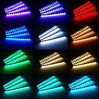 Світлодіодне підсвічування салону авто RGB з еквалайзером на 9 діодів Привкурювач Пульт