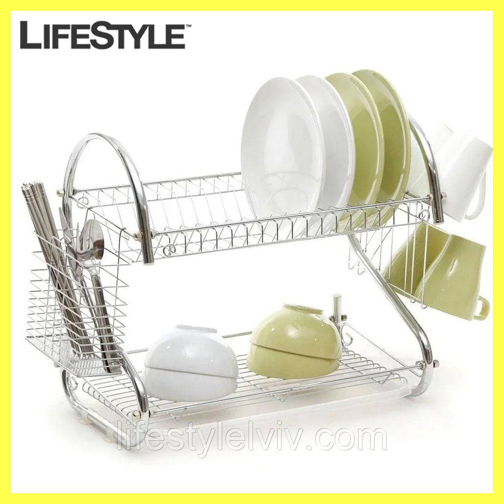 Стійка для зберігання посуду Kitchen Storage Rack / Сушарка для посуду з піддоном, фото 1