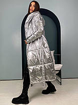 Пуховік-оделіло жіночий теплий вільного крона з капюшоном і поясом Gv2005, фото 5