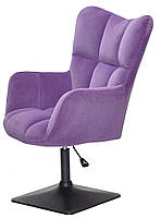 Лаунж крісло Oliver 4BK-Base пурпуровий В-1013 велюр чорна квадратна ніжка опора, з регулюванням висоти, фото 3