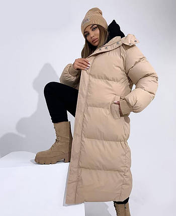 Пальто-пуховик жіночий теплий стильний із зйомним капюшоном різні кольори Gv2009, фото 1