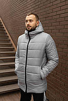 Зимняя куртка мужская до -20*С Lake теплая дутая серая | Пуховик мужской зимний с капюшоном ТОП качества