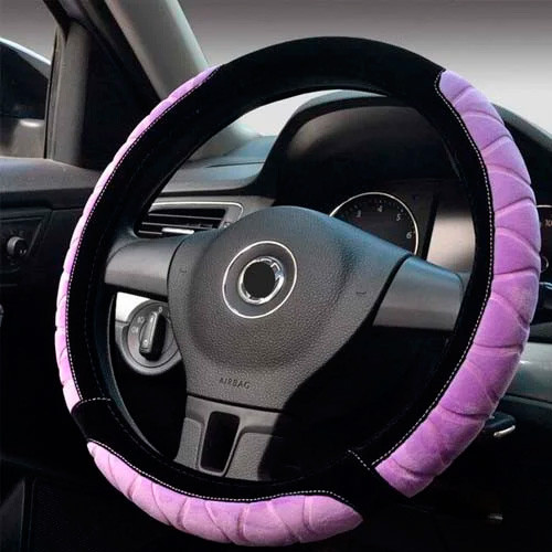 Обплетення чохол на кермо, плюшевий, 37см, БЕЗ ОБТЯГАННЯ, фіолетове, фото 1