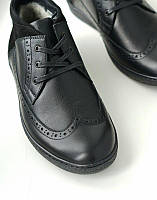 Зимові ботинки чоловічі шкіряні чорного кольору