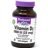 Вітамін Д 1000 Bluebonnet Nutrition Vitamin D3 1000 IU (25 mcg) 250 капсул, фото 4