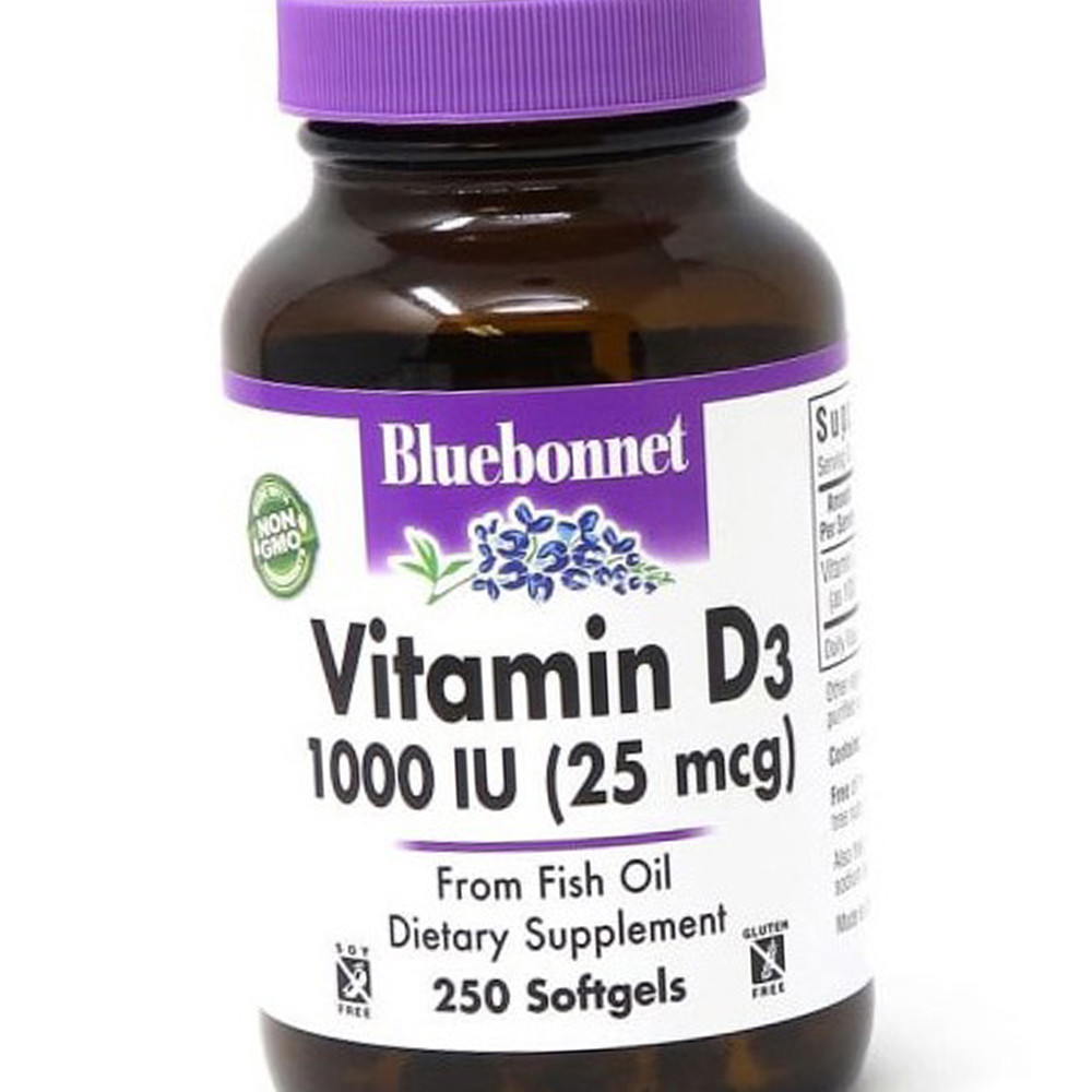 Вітамін Д 1000 Bluebonnet Nutrition Vitamin D3 1000 IU (25 mcg) 250 капсул