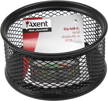 Підставка для скріпок "Axent" №2113-01 метал.,чорна,80х80х40мм(12)