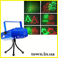 Лазерний проєктор для дому та вулиці Mini Laser, новорічний лазерний проєктор точки, лазер шоу РИСУК