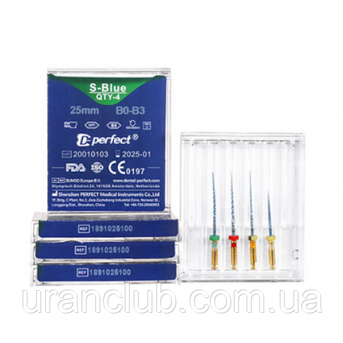 Машинні файли PERFECT S-Blue FILE NiTi files NiTi (4 шт.)