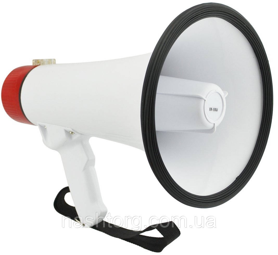 Громкоговоритель с микрофоном Megaphone ER-55U 25 W Белый, рупор для усиления голоса | гучномовець (NT) - фото 3 - id-p1516799438