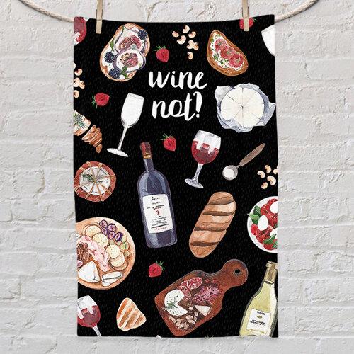 Рушник маленьке з принтом Wine not?