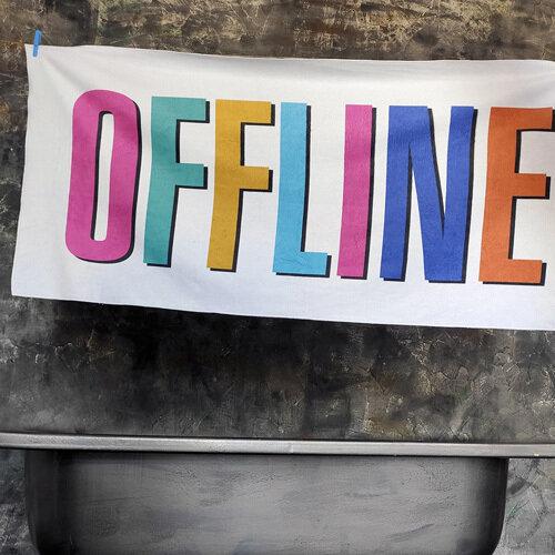 Рушник пляжний велике з принтом Offline, 150х70 см