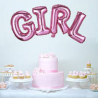 Фольгированная надпись Girl розовая 80х26 см Воздушный шар слово буквы Girl, надувные буквы