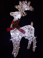 Декоративний новорічний олень білий 90 см