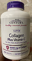 Super Collagen 6000 mg Plus Vitamin C - 180 таблеток - 21st Century (Супер коллаген с витамином C 21 Сенчури)