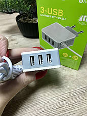 Зарядний пристрій BOROFONE A42А 3USB micro USB, фото 2