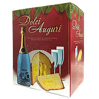 Подарочный набор "Сладкие пожелания" PANETTONE alla crema di limone 908г + Blu Moscato 750мл Италия