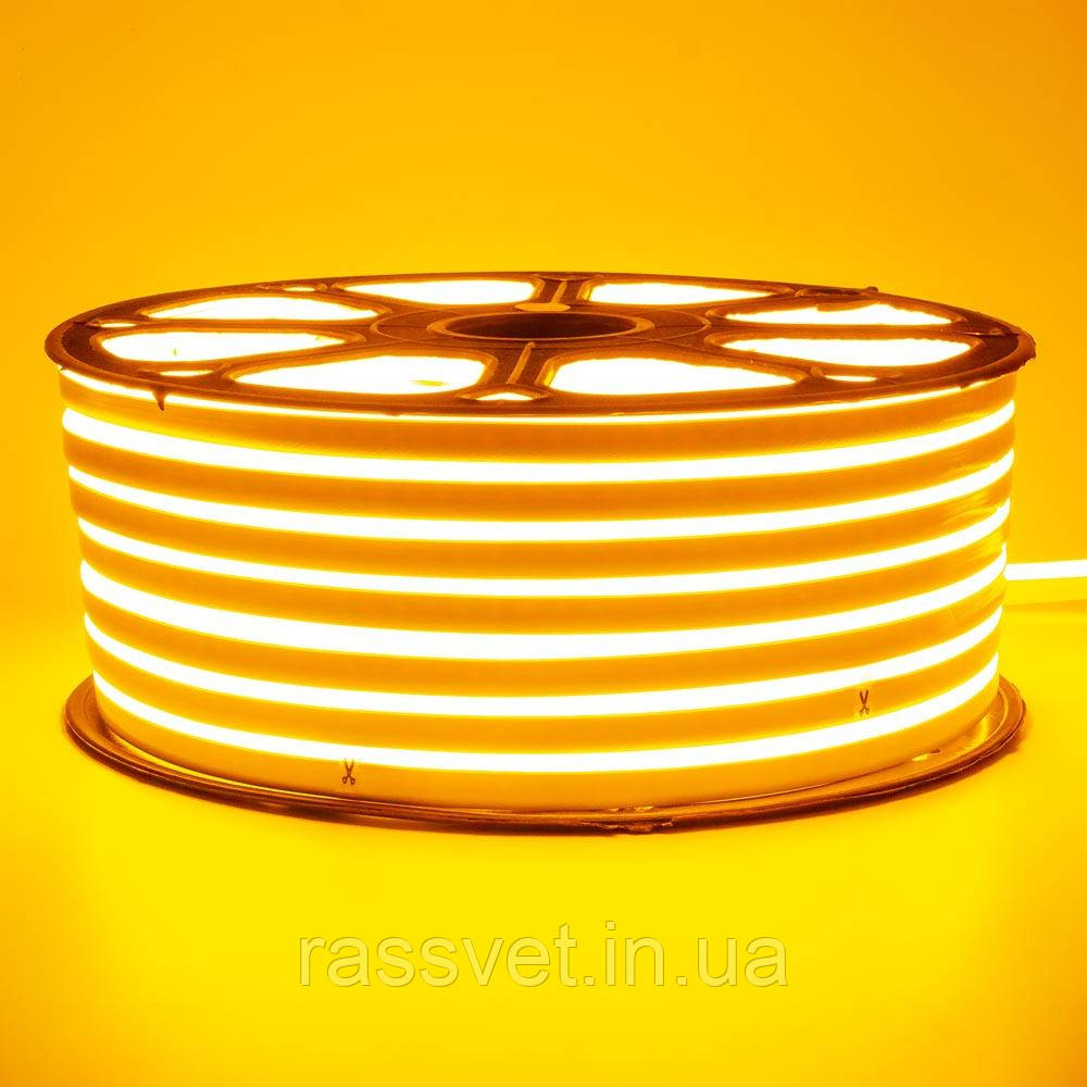 Неонова світлодіодна стрічка жовта 220V smd2835 120LED/m 12W/m IP65, 1м