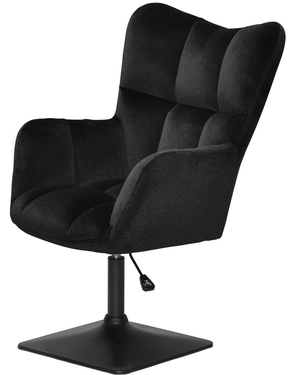 Лаунж крісло Oliver 4BK-Base чорний В-1011 велюр чорна квадратна ніжка опора, з регулюванням висоти, фото 1