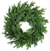 Венок новогодний зеленая ель литая ветка Изысканность диаметр 60 см