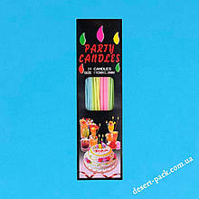 Свічки в торт "Спагеті" 17 см (24 шт.) асорті кольорів