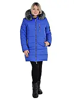 Женская яркая зимняя длинная куртка с мехом 42-72р