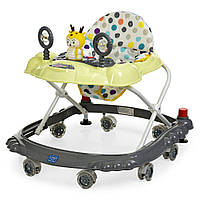Детские ходунки Bambi 3168 игровая панель, музыкальные зверушки, свет, силиконовые колеса, серый+желтый