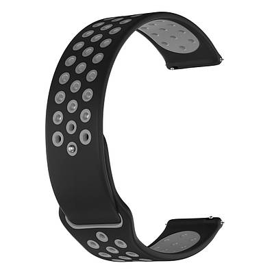 Перфорований ремінець для Huawei watch 42mm / Honor magic watch 42mm чорно-сірий