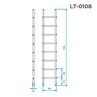 Лестница алюминиевая приставная 8 ступеней INTERTOOL LT-0108