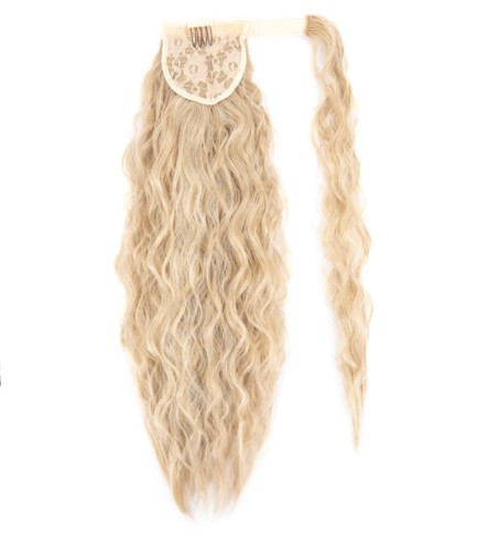 Шиньйон блонд пшеничний хвилястий хвіст на ліпучці, фото 1