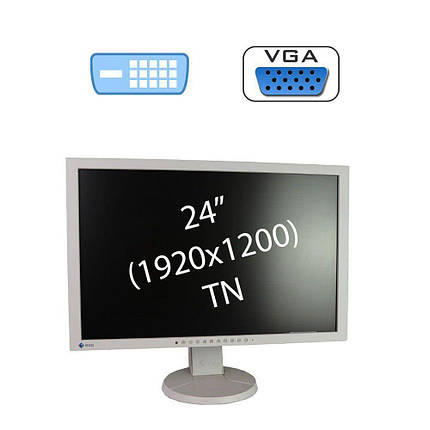 Монітор Б клас EIZO FlexScan S2402W / 24" (1920x1200) TN / 1x DVI, 1x VGA, 1x Audio Port Combo / вбудовані, фото 2