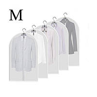 Чохол для одягу M 60×80 см набір 5 шт. на блискавці з напівпрозорого PEVA пластику SUIT BAGS білі (SB-29169)