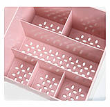 Органайзер/підставка для косметики настільний з висувними шухлядами Cosmetics Organizer рожевий (СО-28997), фото 5
