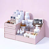 Органайзер/підставка для косметики настільний з висувними шухлядами Cosmetics Organizer рожевий (СО-28997), фото 7