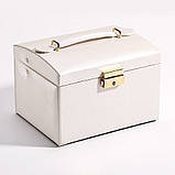 Скринька для прикрас з висувними шухлядками/дзеркалом/перегородками/ручкою/замком CASEGRACE BAG біла, фото 2