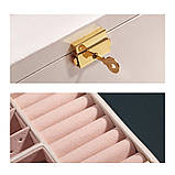 Скринька для прикрас з висувними шухлядками/дзеркалом/перегородками/ручкою/замком CASEGRACE BAG біла, фото 5