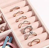 Скринька для прикрас з висувними шухлядками/дзеркалом/перегородками/ручкою/замком CASEGRACE BAG біла, фото 6