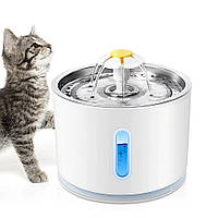 Поїлка-ліхтанець для кота 2.4 л з фільтром/LED-підсвіткою Pet Fountain білий (РF-25309)