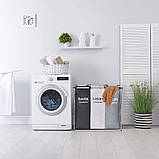 Кошик для білизни розкладний із 3 відсіками для сортування темних, кольорових і світлих речей Laundry Basket, фото 7