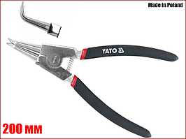 Щипці для зняття стопорних кілець на розтискання загнутий 200 мм Yato YT-2145