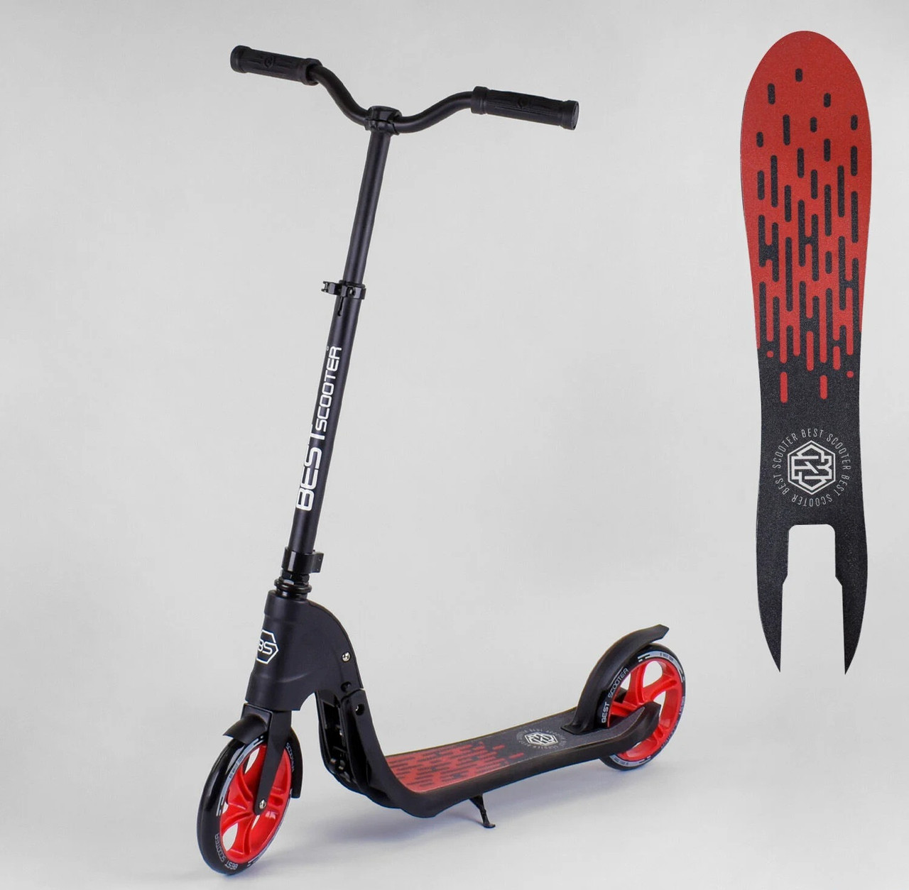 Самокат двоколісний Best Scooter 18424 колеса PU- 200 мм, чорно-червоний