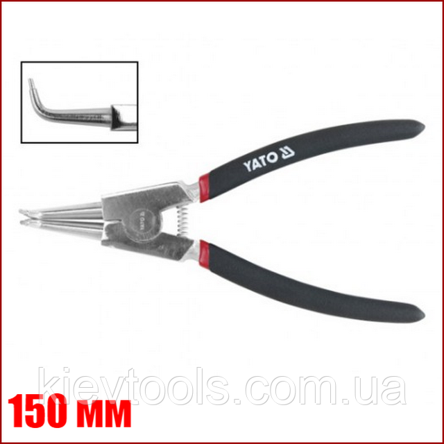 Щипці для зняття стопорних кілець на розтискання загнутий 150 мм Yato YT-2141