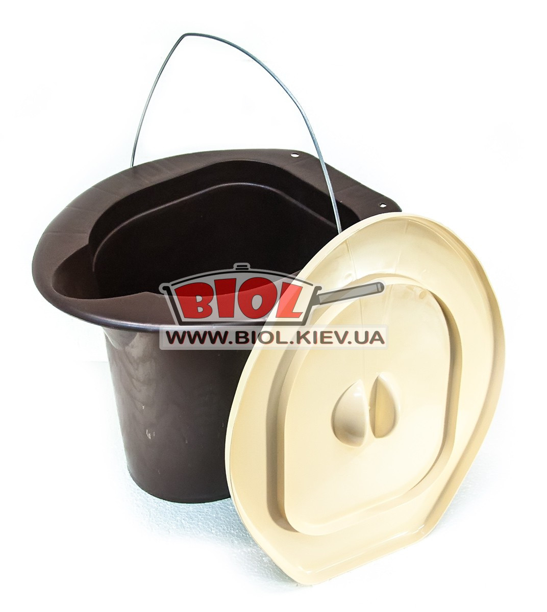 Відро-туалет пластикове 16 л із кришкою колір коричнево-бежевий L-3002-3, фото 1