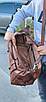 Сумка дорожня шкіряна стильна велика для поїздок з ручками на блискавці Катана коричнева, фото 5